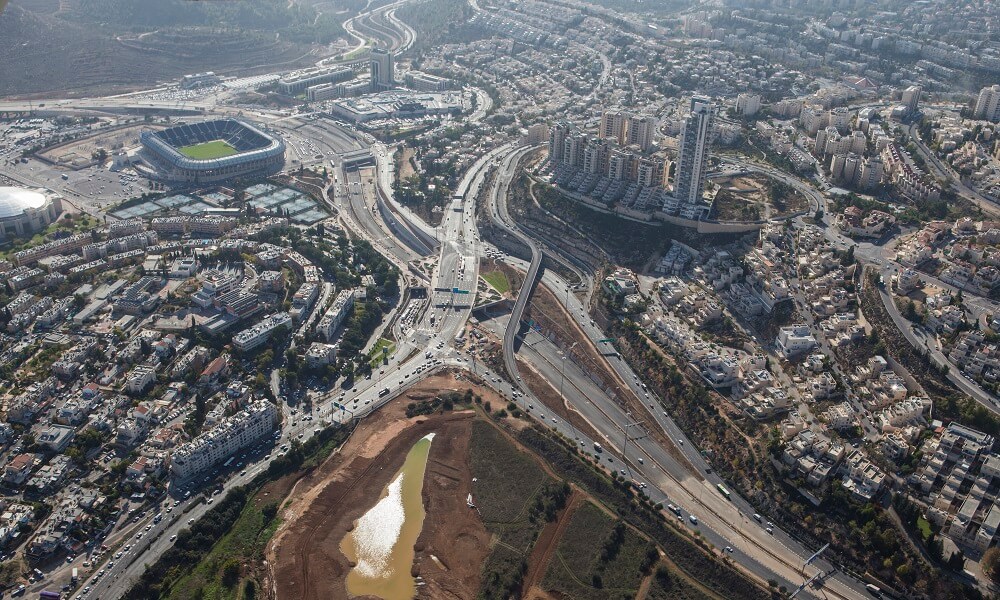 מחלף גולומב - כביש 4 דרום במבט מלמעלה